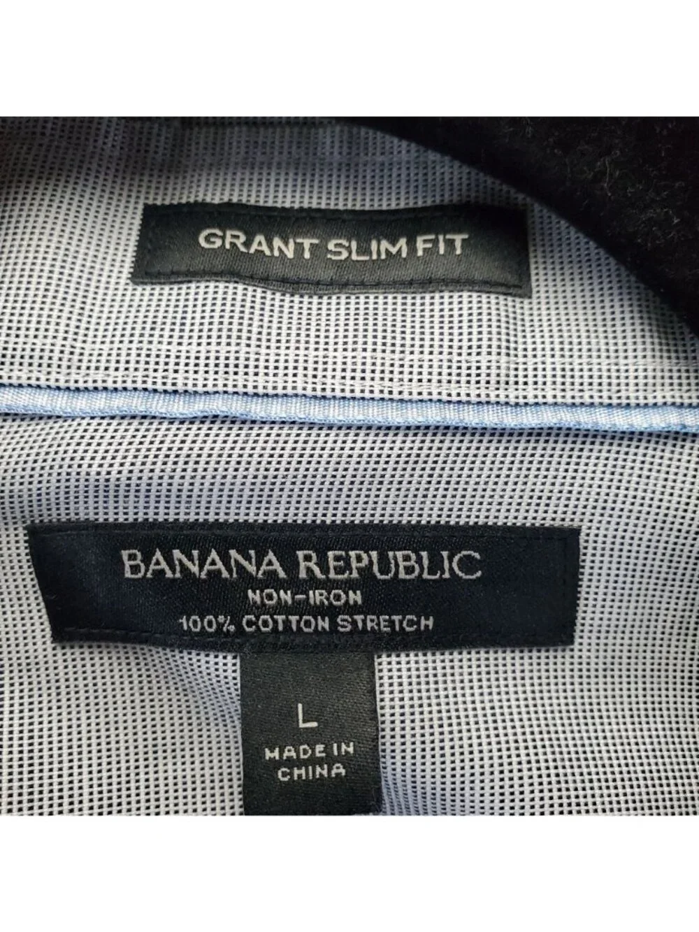 Banana Republic Shirt Mens Size Large Gray Grant Slim Fit Non-Iron Button-Up